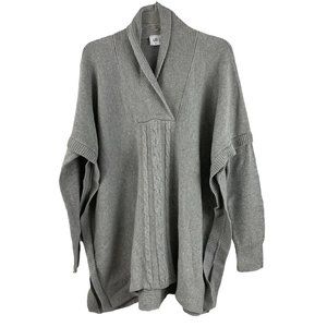 CAbi Charlotte Poncho Sweater S Womens Heather Gray Cable Knit 3303 Long Sleeve
